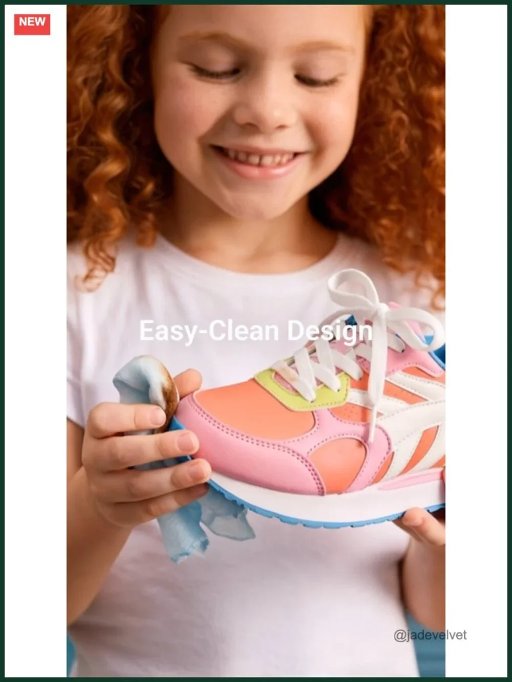 Girls Rainbow Sneakers, PU Leather, Foam Insole, Lace-Up, Lightweight